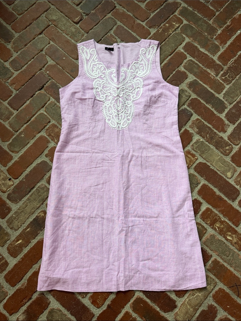 Talbots Lilac Linen Cotton Embroidered Shift Dress